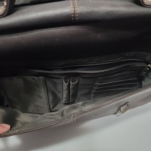 Samsonite Brown Leather Laptop Messenger Bag 16x12x3" Shoulder Strap - Picture 6 of 13